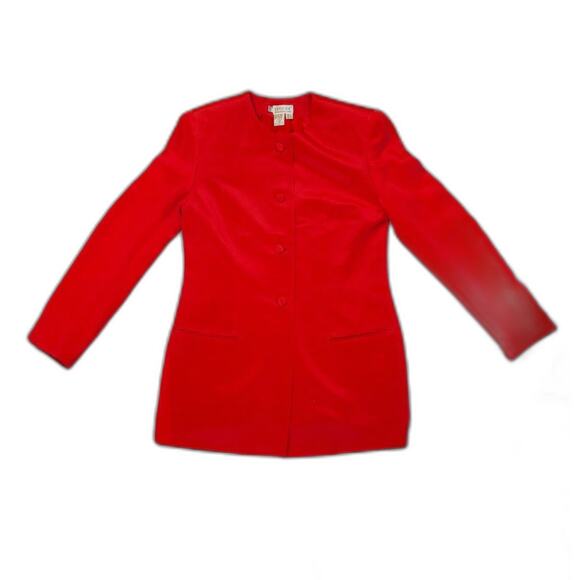 Vintage Episode by Carolyn Wight Freeman Red 100% Silk Blazer Size 4 - Picture 2 of 4